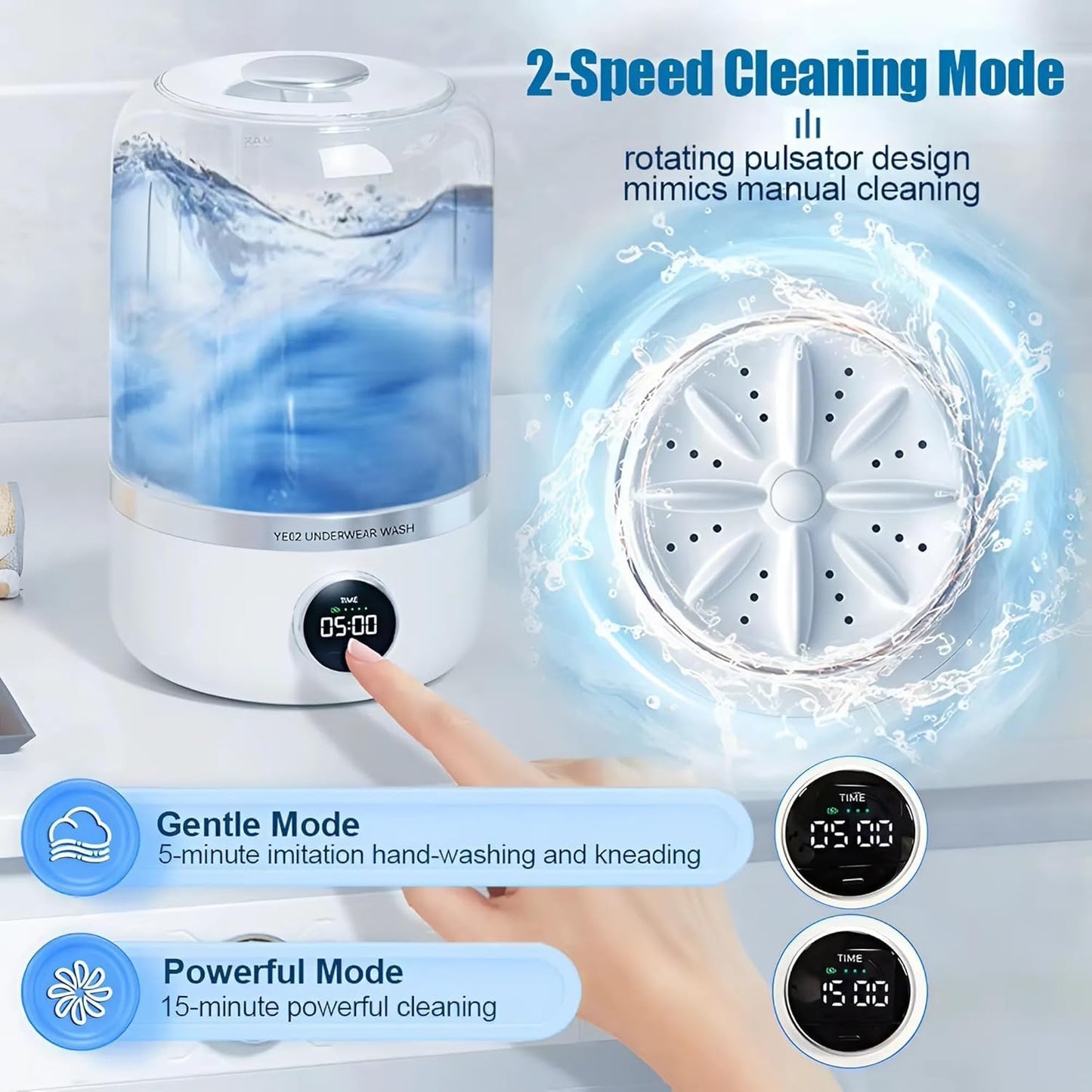 Portable Washing Machine (1.5L) - Digital Display