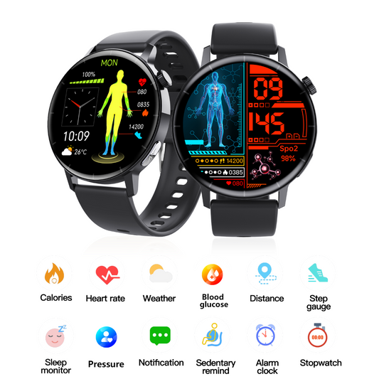 ECG monitor Smart Watch Non Invasive Blood Glucose Smart Watch with Blood Component Analysis