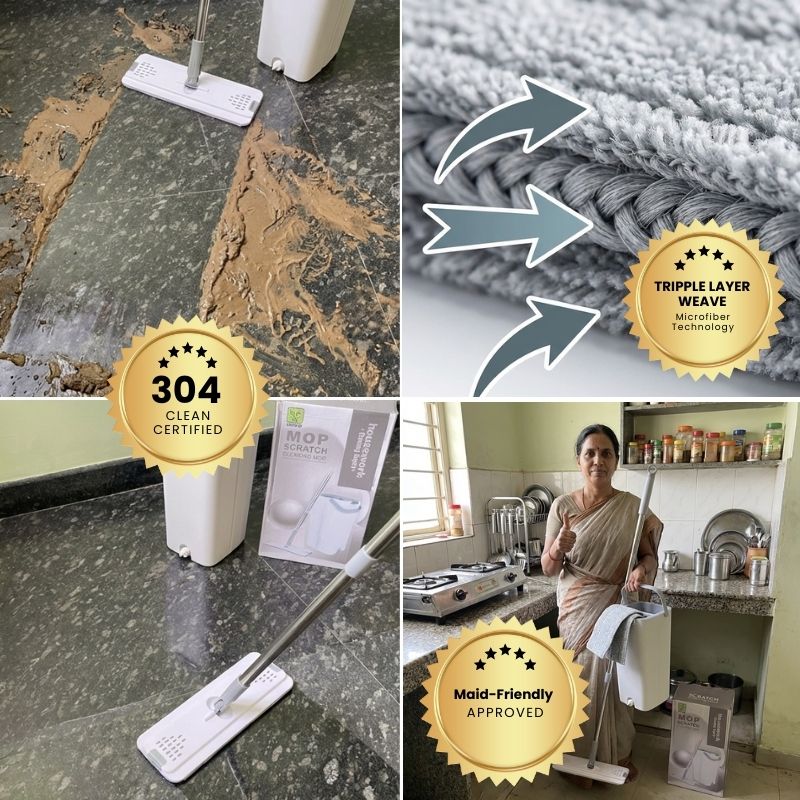 Mop & Bucket Wringer Set – 360° Self-Cleaning with Microfiber Pads