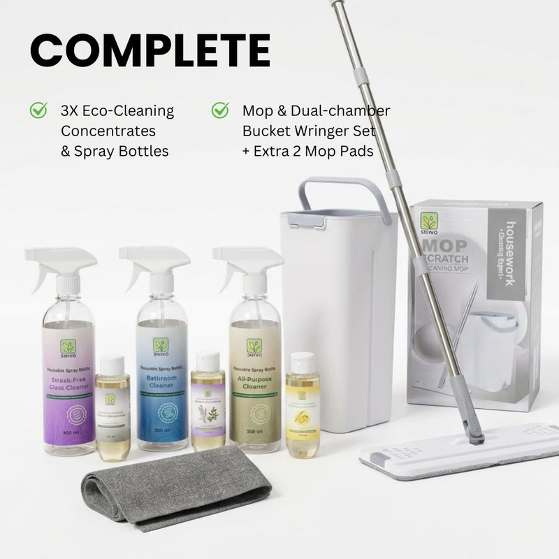 Mop & Bucket Wringer Set – 360° Self-Cleaning with Microfiber Pads